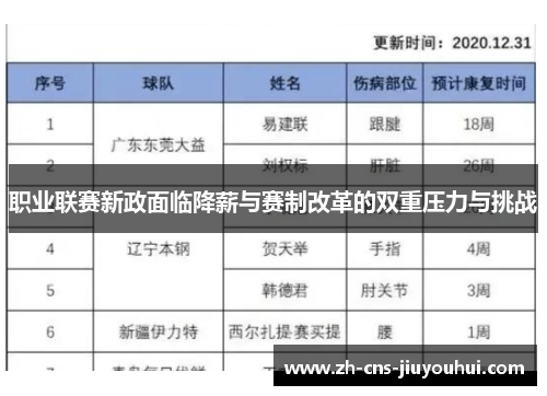 职业联赛新政面临降薪与赛制改革的双重压力与挑战